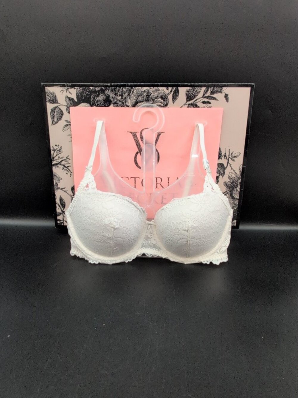 Victoria Secret Pink Wink Push Up Underwire Balconette Bra 32D Coconut White